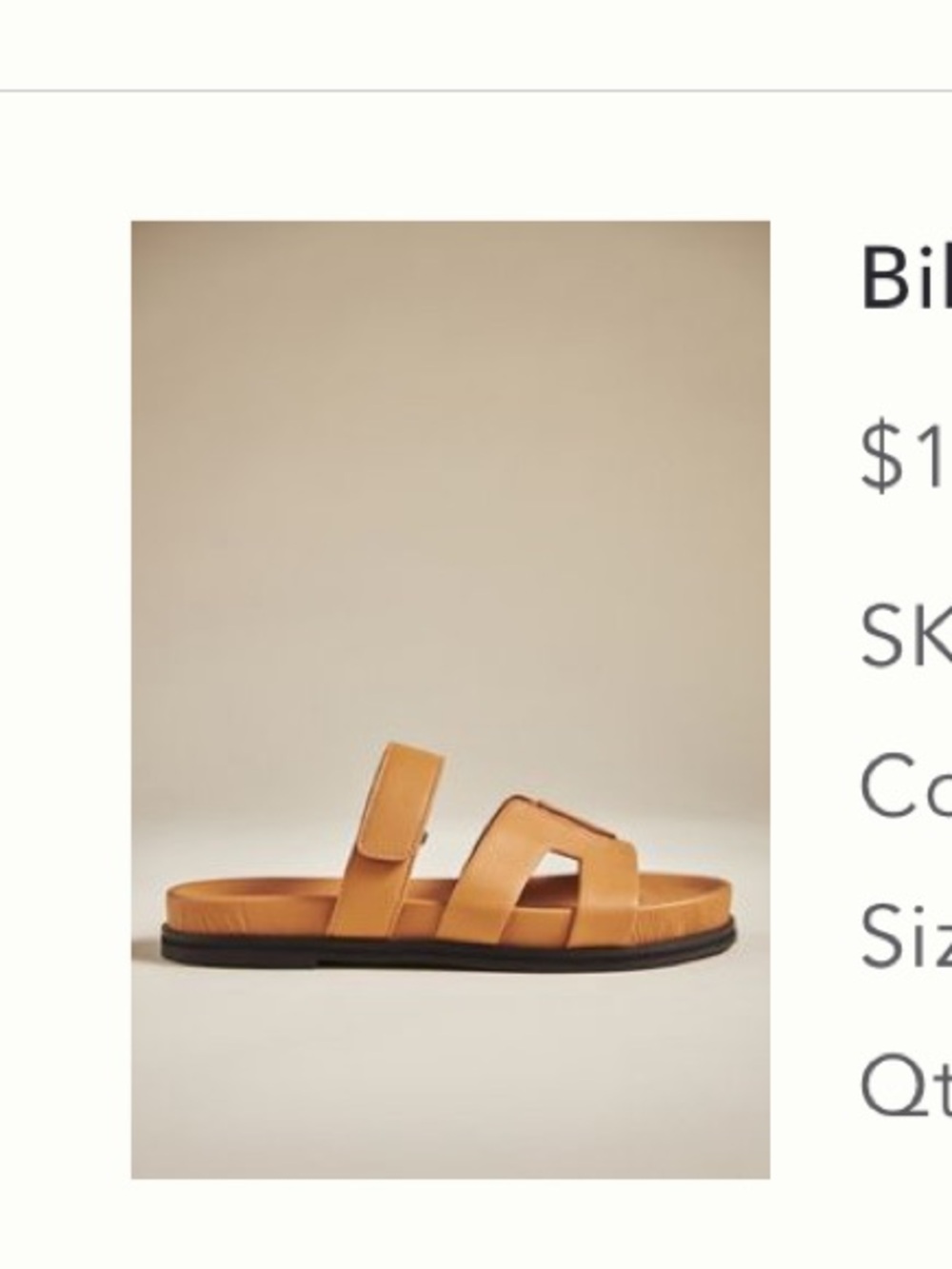 Bibilou Cutout Sandal Women's Tan Leather Slide Sandals with Cutout Straps